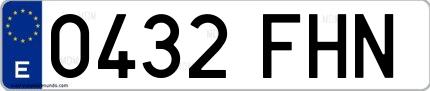 Ejemplo de matrícula española 0432 FHN
