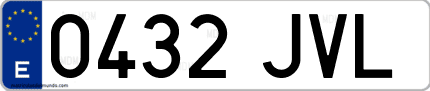 Ejemplo de matrícula de coche ordinaria 0432 JVL