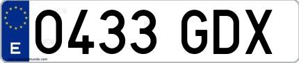 Ejemplo de matrícula española 0433 GDX