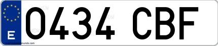 Ejemplo de matrícula española 0434 CBF
