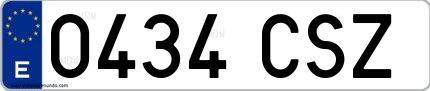 Ejemplo de matrícula española 0434 CSZ