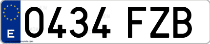 Ejemplo de matrícula de coche ordinaria 0434 FZB