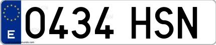 Ejemplo de matrícula española 0434 HSN