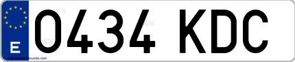 Ejemplo de matrícula española 0434 KDC