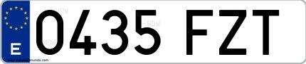 Ejemplo de matrícula española 0435 FZT