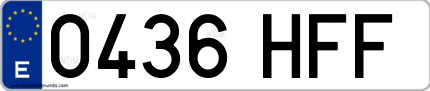 Ejemplo de matrícula de coche ordinaria 0436 HFF