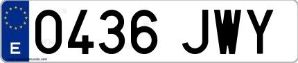 Ejemplo de matrícula española 0436 JWY
