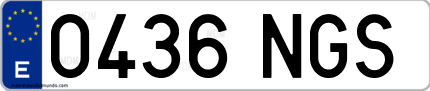 Ejemplo de matrícula de coche ordinaria 0436 NGS