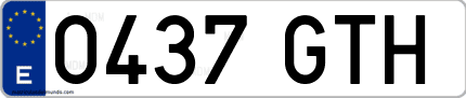 Ejemplo de matrícula de coche ordinaria 0437 GTH