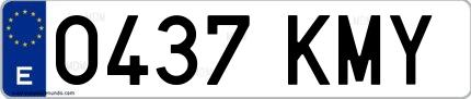Ejemplo de matrícula española 0437 KMY