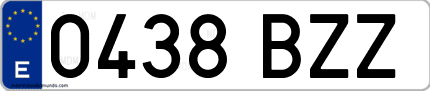 Ejemplo de matrícula de coche ordinaria 0438 BZZ