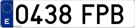Ejemplo de matrícula española 0438 FPB
