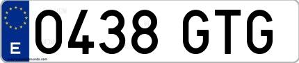 Ejemplo de matrícula española 0438 GTG