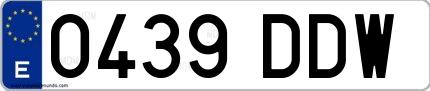 Ejemplo de matrícula española 0439 DDW