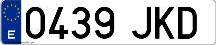 Ejemplo de matrícula española 0439 JKD