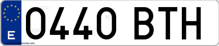 Ejemplo de matrícula de coche ordinaria 0440 BTH