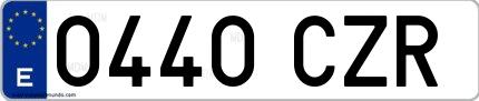 Ejemplo de matrícula española 0440 CZR
