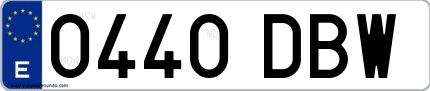 Ejemplo de matrícula española 0440 DBW