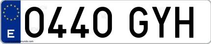 Ejemplo de matrícula española 0440 GYH