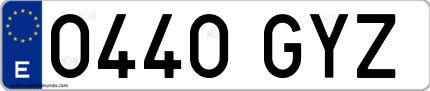 Ejemplo de matrícula de coche ordinaria 0440 GYZ