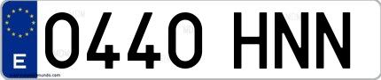 Ejemplo de matrícula española 0440 HNN