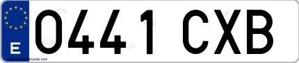 Ejemplo de matrícula española 0441 CXB