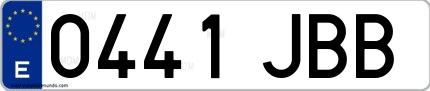 Ejemplo de matrícula española 0441 JBB