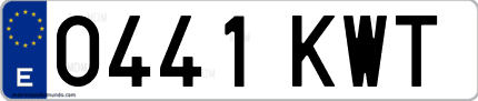 Ejemplo de matrícula de coche ordinaria 0441 KWT