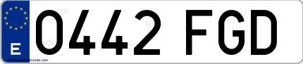 Ejemplo de matrícula española 0442 FGD