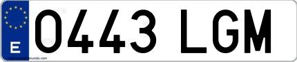 Ejemplo de matrícula española 0443 LGM