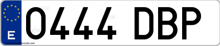 Ejemplo de matrícula de coche ordinaria 0444 DBP