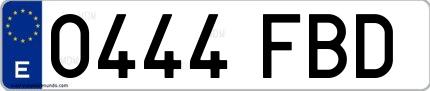 Ejemplo de matrícula española 0444 FBD