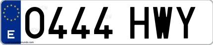 Ejemplo de matrícula española 0444 HWY