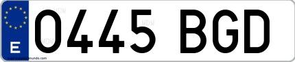 Ejemplo de matrícula española 0445 BGD