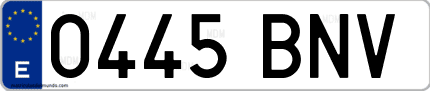 Ejemplo de matrícula de coche ordinaria 0445 BNV