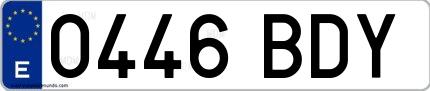 Ejemplo de matrícula española 0446 BDY
