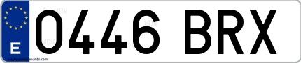 Ejemplo de matrícula española 0446 BRX