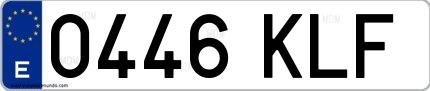 Ejemplo de matrícula española 0446 KLF