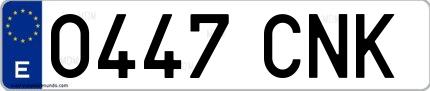 Ejemplo de matrícula española 0447 CNK