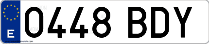 Ejemplo de matrícula de coche ordinaria 0448 BDY