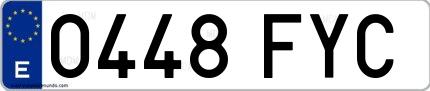 Ejemplo de matrícula española 0448 FYC