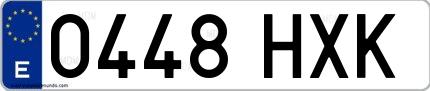 Ejemplo de matrícula española 0448 HXK