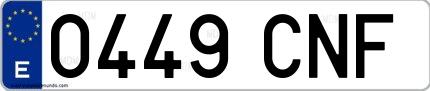 Ejemplo de matrícula española 0449 CNF