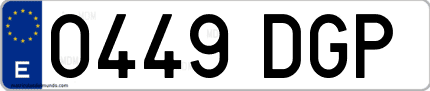 Ejemplo de matrícula de coche ordinaria 0449 DGP