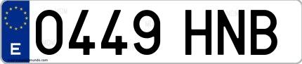 Ejemplo de matrícula española 0449 HNB