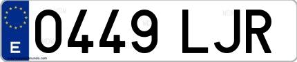 Ejemplo de matrícula española 0449 LJR