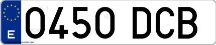 Ejemplo de matrícula española 0450 DCB