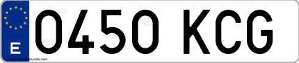 Ejemplo de matrícula de coche ordinaria 0450 KCG