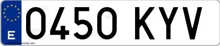 Ejemplo de matrícula española 0450 KYV