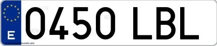 Ejemplo de matrícula española 0450 LBL
